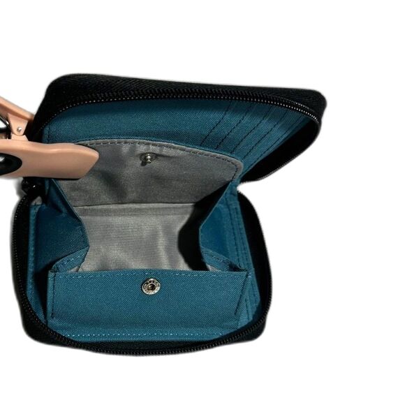 Anello Men’s Black Canvas Full Zip Small Size Wallet with Snap Coin Compartment - Picture 2 of 4